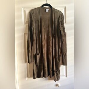 Chico's Brown Ribbed Duster Cardigan